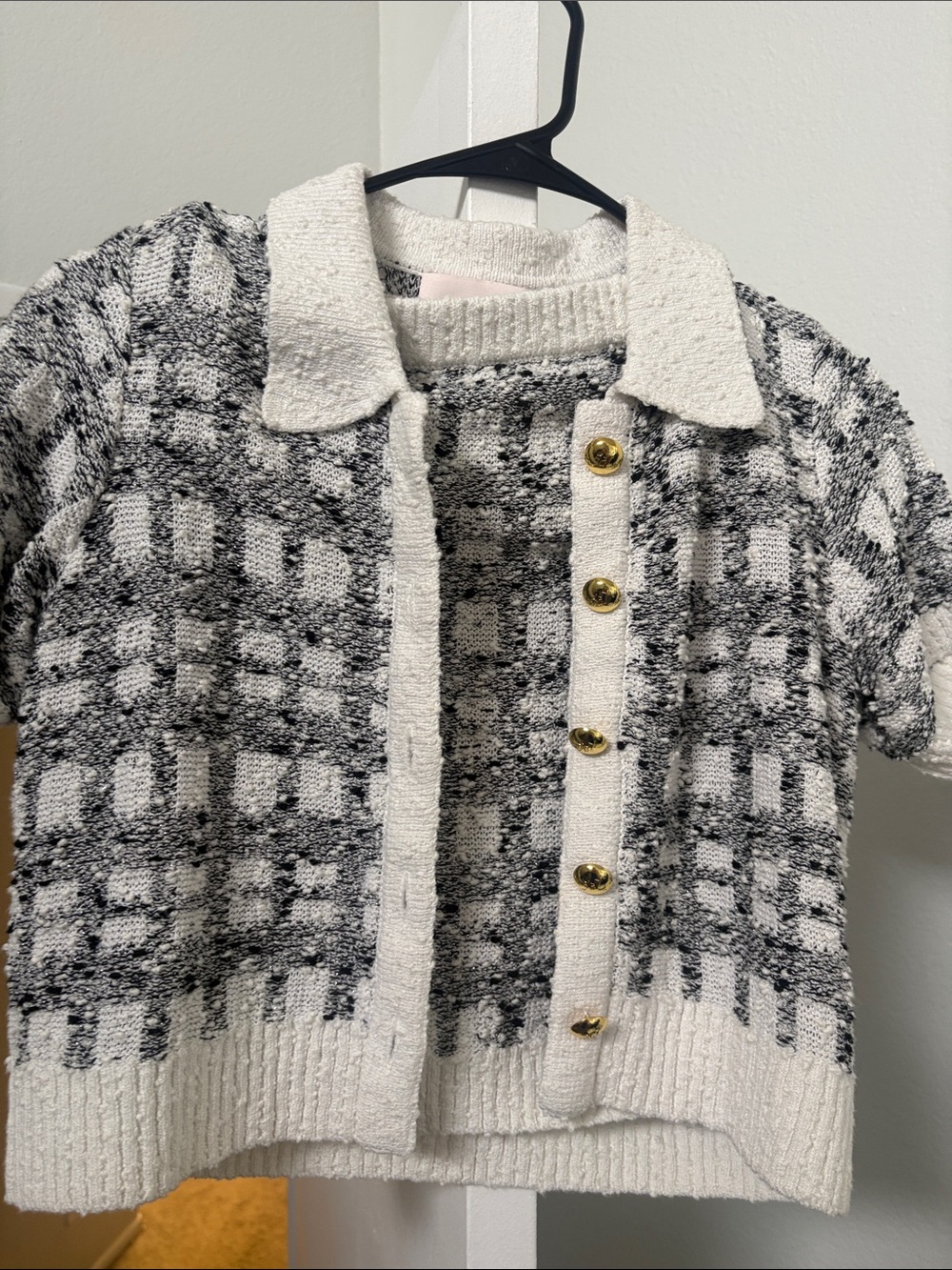 cinq a sept Pink Label Tweed Knit Top with Black & White Yarn Skirt Set